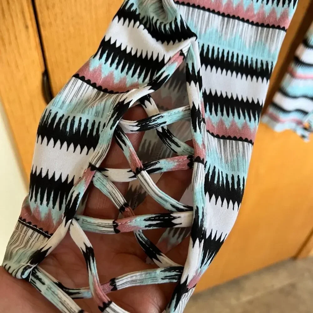 Liv & Piper Leggings, Ankle Detail Criss Cross, Multi-color, Women's 2XL
